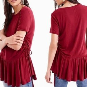 NWOT .. J. Crew Red Ruffled Short Sleeve Tunic